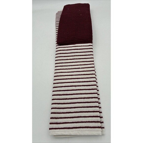 PANTRY KITCHEN TOWELS 3 pack cranberry and white 16 X 26 100% COTTON - Picture 3 of 4